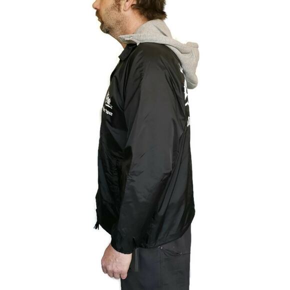 NO FEAR Music Tour windbreaker black hooded snap front jacket Size Large NEW - Picture 2 of 6